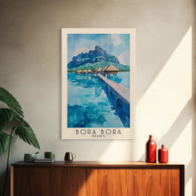 Load image into Gallery viewer, Bora Bora, France Watercolor Beach Print, Vacation Gift, France Wall Art, Framed Canvas Print, Framed Beach Painting