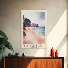 Load image into Gallery viewer, Bottle Beach, Thailand Watercolor Beach Print, Vacation Gift, Thailand Wall Art, Framed Canvas Print, Framed Beach Painting