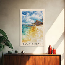 Load image into Gallery viewer, Bounty Beach, Philippines Watercolor Beach Print, Vacation Gift, Philippines Wall Art, Framed Canvas Print, Framed Beach Painting