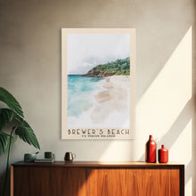 Load image into Gallery viewer, Brewer’s Beach, US Virgin islands Watercolor Print, Vacation Gift, US Virgin islands Wall Art, Beach Painting, Beach Decor, Large Wall Art, Wood Frame Art