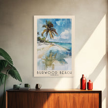 Carregar imagem no visualizador da galeria, Burwood Beach, Jamaica Watercolor Beach Print, Vacation Gift, Jamaica Wall Art, Framed Canvas Print, Framed Beach Painting