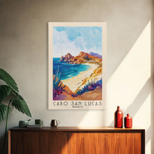 Load image into Gallery viewer, Cabo San Lucas, Mexico Watercolor Print, Vacation Gift, Mexico Wall Art, Beach Painting, Beach Decor, Large Wall Art, Wood Frame Art