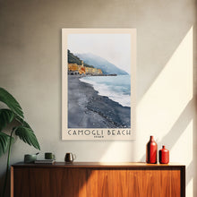 Carregar imagem no visualizador da galeria, Camogli Beach, Italy Watercolor Beach Print, Vacation Gift, Italy Wall Art, Framed Canvas Print, Framed Beach Painting