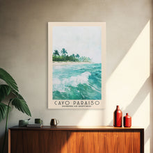 Load image into Gallery viewer, Cayo Paraiso, Dominican Republic Watercolor Beach Print, Vacation Gift, Dominican Republic Wall Art, Framed Canvas Print, Framed Beach Painting