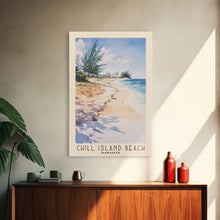 Cargar imagen en el visor de la galería, Chill Island Beach, Bahamas Watercolor Beach Print, Vacation Gift, Bahamas Wall Art, Framed Canvas Print, Framed Beach Painting