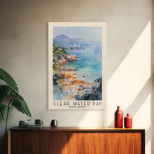 Cargar imagen en el visor de la galería, Clear Water Bay, Hong Kong Watercolor Beach Print, Vacation Gift, Hong Kong Wall Art, Framed Canvas Print, Framed Beach Painting