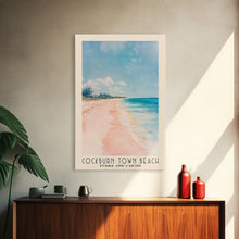 Cargar imagen en el visor de la galería, Cockburn Town Beach, Turks and Caicos Watercolor Beach Print, Vacation Gift, Turks and Caicos Wall Art, Framed Canvas Print, Framed Beach Painting