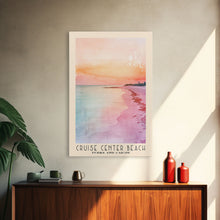 Load image into Gallery viewer, Cruise Center Beach, Turks and Caicos Watercolor Print, Vacation Gift, Turks and Caicos Wall Art, Beach Painting, Beach Decor, Large Wall Art, Wood Frame Art