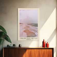 Load image into Gallery viewer, Curralinho Beach, Cape Verde, Senegal Watercolor Print, Vacation Gift, Senegal Wall Art, Beach Painting, Beach Decor, Large Wall Art, Wood Frame Art