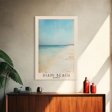 Load image into Gallery viewer, Diani Beach, Kenya Watercolor Beach Print, Vacation Gift, Kenya Wall Art, Framed Canvas Print, Framed Beach Painting