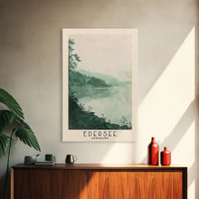 Load image into Gallery viewer, Edersee, Germany Watercolor Beach Print, Vacation Gift, Germany Wall Art, Framed Canvas Print, Framed Beach Painting