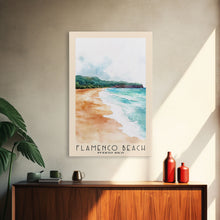 Carregar imagem no visualizador da galeria, Flamenco Beach, Puerto Rico Watercolor Beach Print, Vacation Gift, Puerto Rico Wall Art, Framed Canvas Print, Framed Beach Painting