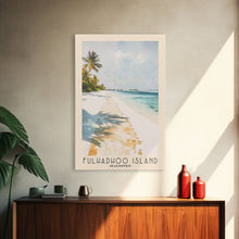 Load image into Gallery viewer, Fulhadhoo Island, Maldives Watercolor Beach Print, Vacation Gift, Maldives Wall Art, Beach Painting, Beach Decor, Beach Painting