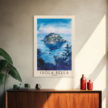 Load image into Gallery viewer, Isola Bella, Italy Watercolor Beach Print, Vacation Gift, Italy Wall Art, Framed Canvas Print, Framed Beach Painting