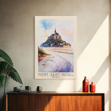 Load image into Gallery viewer, Mont Saint-Michel, France Watercolor Beach Print, Vacation Gift, France Wall Art, Beach Painting, Beach Decor, Beach Painting