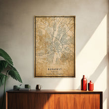 Carregar imagem no visualizador da galeria, Budapest Hungary map print poster or framed canvas, Budapest map print poster canvas, Budapest map print poster canvas, Vintage Travel Art
