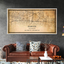 Load image into Gallery viewer, Denver map print poster canvas, Colorado map print poster canvas, Denver city map print poster canvas, framed road map art, office decor