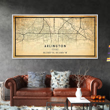 Carregar imagem no visualizador da galeria, Arlington Texas map print poster or framed canvas, Arlington map print poster canvas, Texas city map print poster canvas, Vintage Travel Art