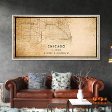 Load image into Gallery viewer, Distressed Chicago map print poster or framed canvas, Illinois road map print poster canvas, Chicago city map print poster canvas