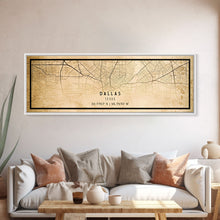 Load image into Gallery viewer, Dallas Panoramic Map Canvas Print, Texas Map Print, Texas Wall Art, Dallas Map Poster, US, Maps, Dallas Maps, Map Gifts, Large Framed Map
