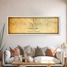 Load image into Gallery viewer, Panoramic Portland Oregon Street Map, Framed Canvas Art, Oregon United States Road Map Wall Art, Office Wall Art, Wall Decor for Office