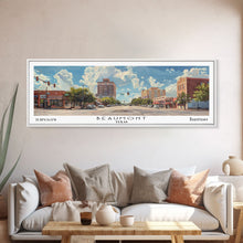 Load image into Gallery viewer, Beaumont Texas Panoramic Painting, Watercolor Framed Canvas Print, Scenic City Art, Travel Poster, Wall Hanging, Living Room Art, Gift Idea