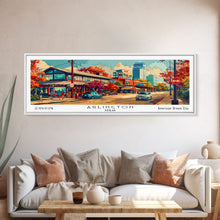 Carregar imagem no visualizador da galeria, Arlington Texas Panoramic Painting Framed Canvas Print, Mid Century Modern Art, Pop Art Style, Travel Poster, Living Room Decor