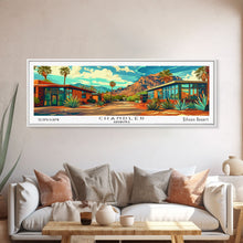 Cargar imagen en el visor de la galería, Chandler Arizona Panoramic Wall Art Framed Canvas Print, Mid Century Modern Art, Pop Art Style, Travel Poster, Home Decor, Retro Style