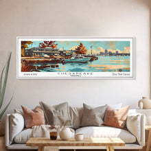 Load image into Gallery viewer, Chesapeake Virginia Panoramic Wall Art, Mid Century Modern Framed Canvas Print, Retro Pop Art Travel Poster, Office Art, Living Room Decor