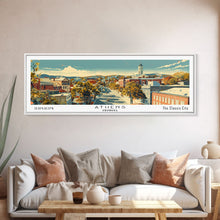 Load image into Gallery viewer, Athens Georgia Panoramic Painting, Mid Century Modern Framed Canvas Print, Retro Pop Art Travel Poster, Living Room Wall Art Decor, City Print