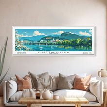 Cargar imagen en el visor de la galería, Chattanooga Tennessee Panoramic Painting, Mid Century Modern Framed Canvas Print, Retro Pop Art Travel Poster, Home Decor, City Print