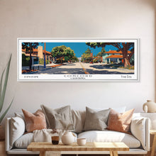 Cargar imagen en el visor de la galería, Concord California Panoramic Painting, Mid Century Modern Framed Canvas Print, Retro Pop Art Travel Poster, City Wall Decor, Office Decor
