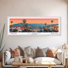 Load image into Gallery viewer, El Cajon California Panoramic Wall Art, Mid Century Modern Framed Canvas Print, Retro Pop Art Travel Poster, City Home Decor, Office Art