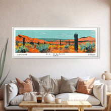 Load image into Gallery viewer, El Paso Texas Panoramic Painting, Mid Century Modern Framed Canvas Print, Retro Pop Art Travel Poster, Living Room Wall Decor
