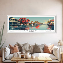 Carregar imagem no visualizador da galeria, Cape Coral Florida Panoramic Painting, Framed Canvas Print, Mid Century Modern Wall Art, Retro Pop Art Travel Poster, Home Decor, City Art