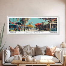 Load image into Gallery viewer, Escondido California Panoramic Painting, Framed Canvas Print, Mid Century Modern Wall Art, Retro Pop Art Travel Poster, Living Room Decor, City Art