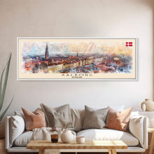 Carregar imagem no visualizador da galeria, Aalborg Denmark Travel Print Wall Art, Panoramic City Art, Travel Art, Wall Decor, Vacation Gift, Framed Canvas Print Or Metal Art