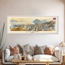 Carregar imagem no visualizador da galeria, Ålesund Norway Wall Art, Panoramic Travel Poster, Panoramic Framed Canvas Print, City Wall Art, Wall Hanging Home Decor, Travel Art