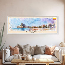 Carregar imagem no visualizador da galeria, Alicante Spain Travel Print Wall Art, Panoramic City Art, Travel Art, Wall Decor, Vacation Gift, Framed Canvas Print Or Metal Art