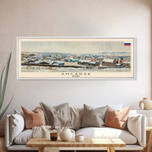 Load image into Gallery viewer, Angarsk Russia Panoramic Travel Poster, Framed Canvas Print or Metal Wall Art, Travel Art, Home Decor, Panoramic Painting, Midcentury Art