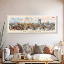 Load image into Gallery viewer, Apeldoorn Netherlands Travel Print Wall Art, Panoramic City Art, Travel Art, Wall Decor, Vacation Gift, Framed Canvas Print Or Metal Art
