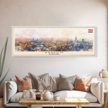 Load image into Gallery viewer, Arnhem Netherlands Wall Art, Panoramic Travel Poster, Panoramic Framed Canvas Print, City Wall Art, Wall Hanging Home Decor, Travel Art