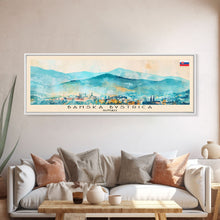 Load image into Gallery viewer, Banska Bystrica Slovakia Wall Art, Panoramic Travel Poster, Panoramic Framed Canvas Print, City Wall Art, Wall Hanging Home Decor, Travel Art