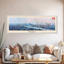 Carregar imagem no visualizador da galeria, Basel Switzerland Travel Art, City Art, Framed Canvas Print or Metal Wall Art, Europe Travel Poster, Panoramic Wall Art, Extra Wide Wall Art