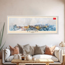 Load image into Gallery viewer, Batman TurkeyPanoramic Travel Poster, Framed Canvas Print or Metal Wall Art, Travel Art, Home Decor, Panoramic Painting, Midcentury Art