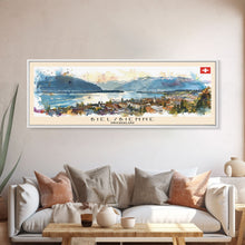 Load image into Gallery viewer, Biel Switzerland Wall Art, Panoramic Travel Poster, Panoramic Framed Canvas Print, City Wall Art, Wall Hanging Home Decor, Travel Art