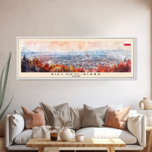Load image into Gallery viewer, Bielsko Biala Poland Travel Art, City Art, Framed Canvas Print or Metal Wall Art, Europe Travel Poster, Panoramic Wall Art, Extra Wide Wall Art