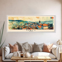 Load image into Gallery viewer, Braila Romania Travel Art, City Art, Framed Canvas Print or Metal Wall Art, Europe Travel Poster, Panoramic Wall Art, Extra Wide Wall Art