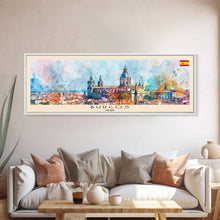 Load image into Gallery viewer, Burgos Spain Wall Art, Panoramic Travel Poster, Panoramic Framed Canvas Print, City Wall Art, Wall Hanging Home Decor, Travel Art