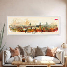 Carregar imagem no visualizador da galeria, Bydgoszcz Poland Travel Art, City Art, Framed Canvas Print or Metal Wall Art, Europe Travel Poster, Panoramic Wall Art, Extra Wide Wall Art